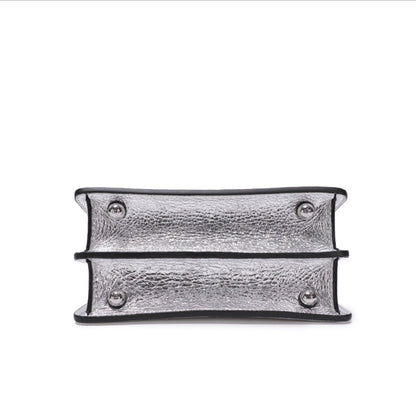 Cuero | Peekaboo Silver Leather Bag