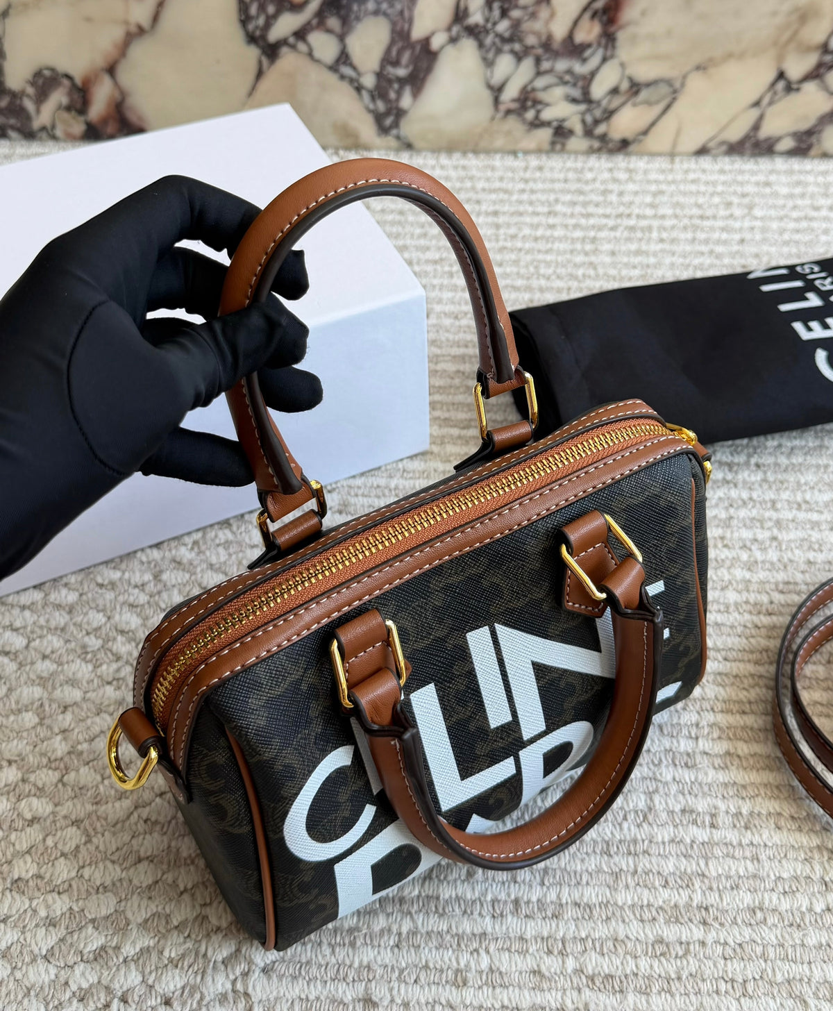 Cuero | Brown Monogram Bowling Bag