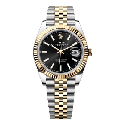 Cuero | Datejust 41mm Yellow Gold Bright Black Dial Ref: 126333