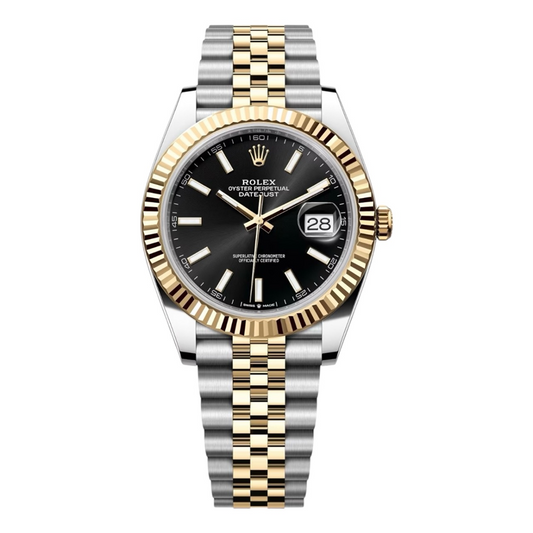 Cuero | Datejust 41mm Yellow Gold Bright Black Dial Ref: 126333