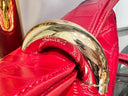 Jacquemus La Poupie Clutch – Red Crocodile Embossed Leather with Gold Hardware