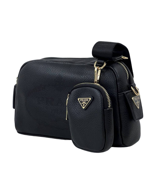 Cuero | Logo Camera Bag Leather Black