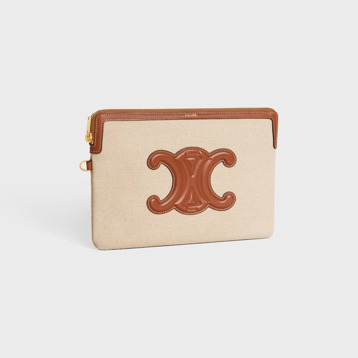 Cuero | SMALL POUCH WITH STRAP CUIR TRIOMPHE IN TEXTILE AND CALFSKIN