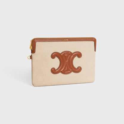 Cuero | SMALL POUCH WITH STRAP CUIR TRIOMPHE IN TEXTILE AND CALFSKIN
