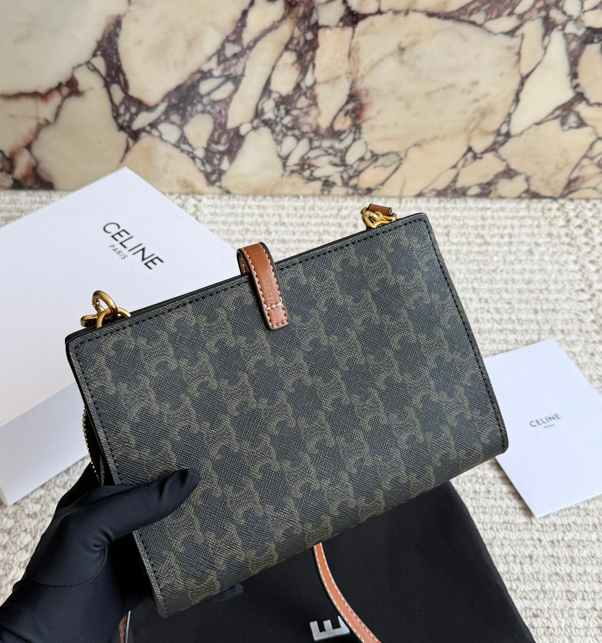 Cuero | Signature Monogram Flap Crossbody Bag - Espresso Monogram