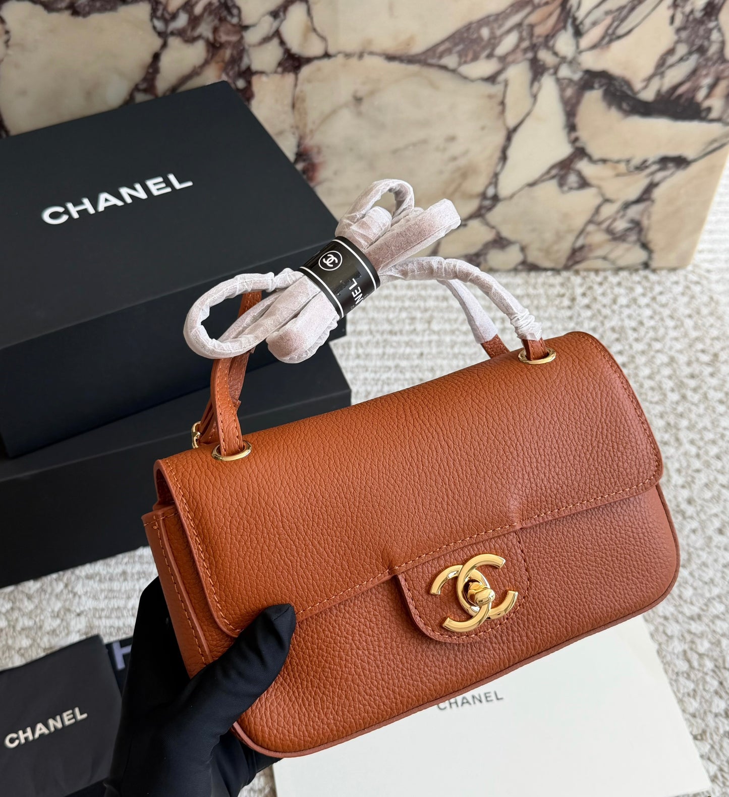 Cuero | Grained Leather Mini Flap Bag