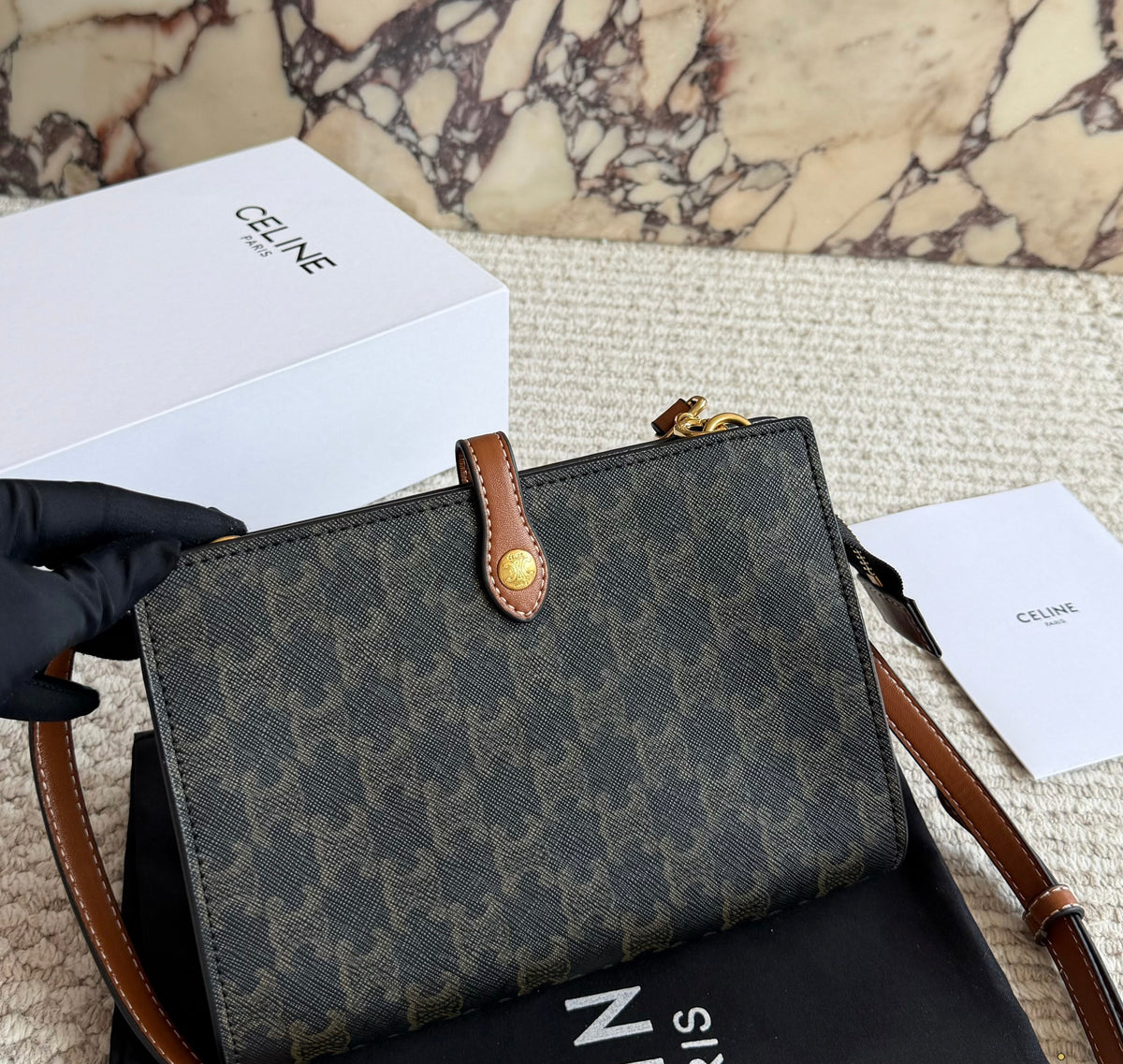 Cuero | Signature Monogram Flap Crossbody Bag - Espresso Monogram