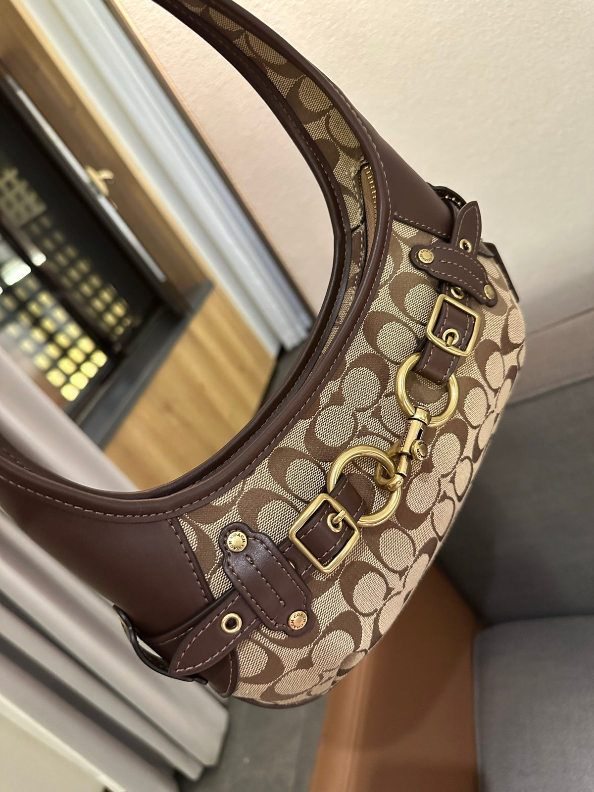 Cuero | Signature Buckle Hobo Shoulder Bag - Brown