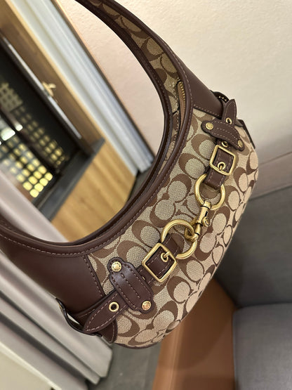 Cuero | Signature Buckle Hobo Shoulder Bag - Brown