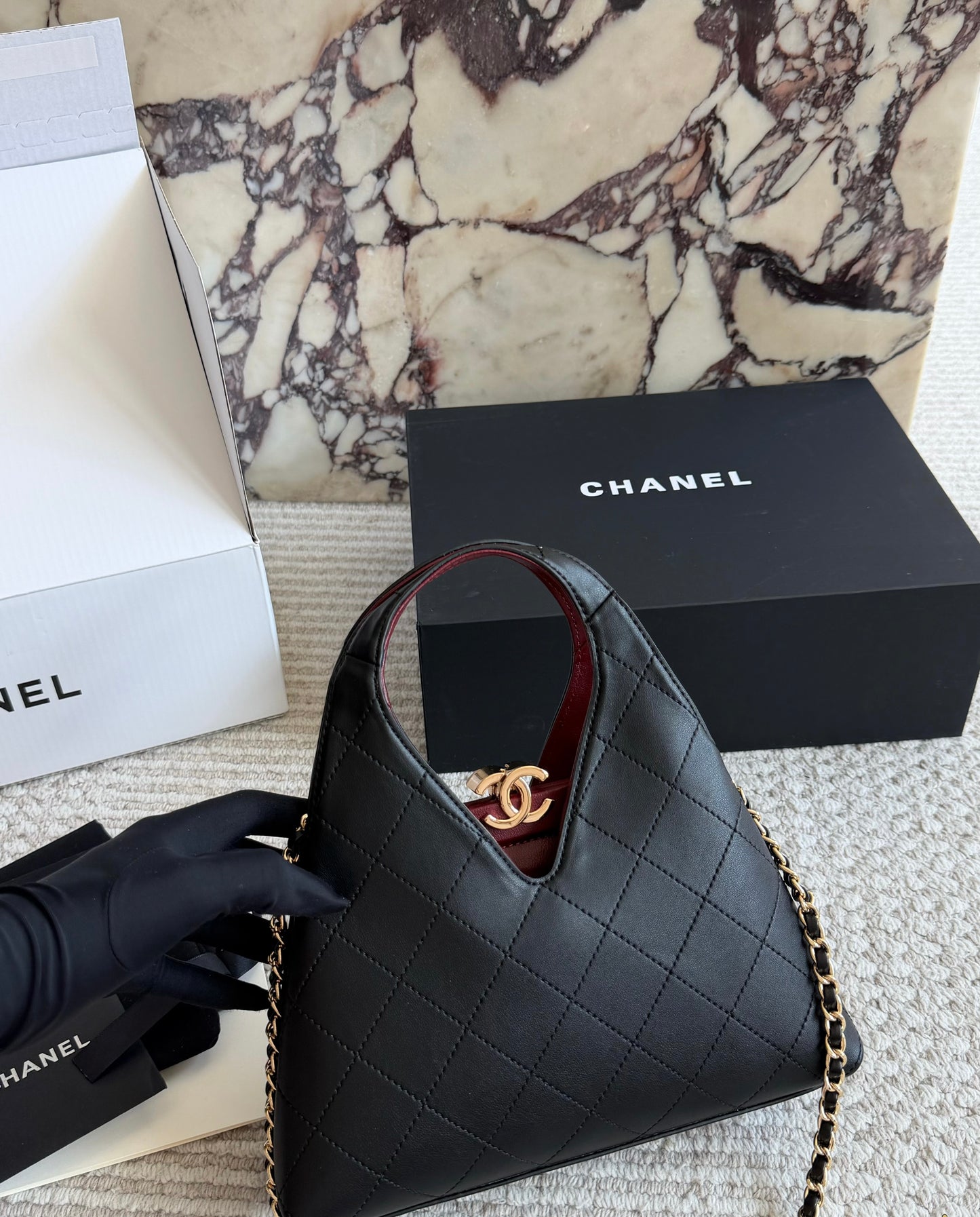 Cuero | Mini Quilted Hobo Bag Black