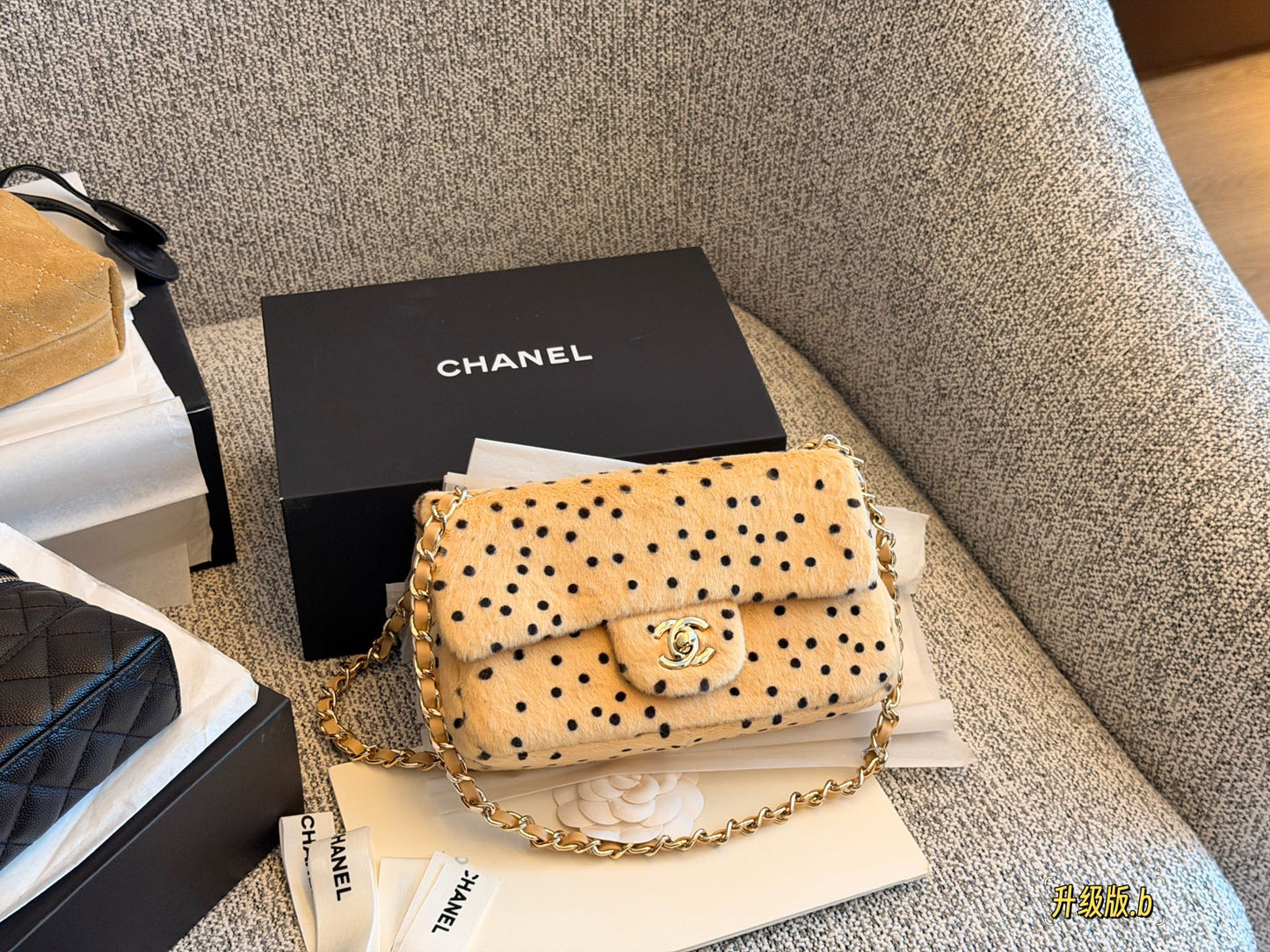 Cuero | Mini Flap Bag Beige Polka Dot