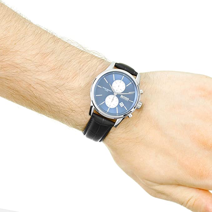Cuero | Original Hugo Boss Men's Blue Dial Leather Band Watch 1513283
