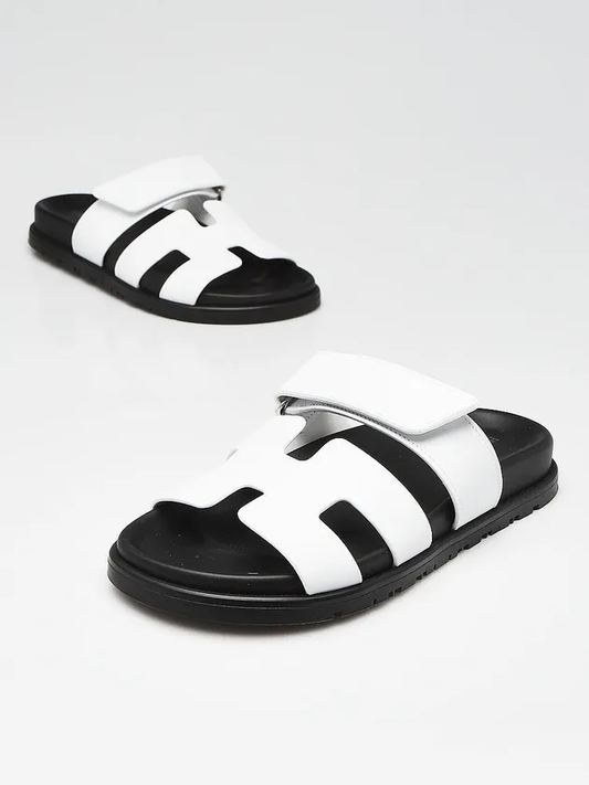 Cuero | Chypre White Sandals Slides