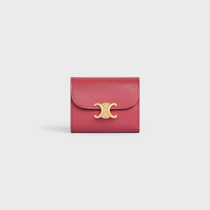 Cuero | SMALL WALLET TRIOMPHE IN SHINY CALFSKIN LIPSTICK