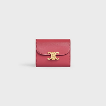 Cuero | SMALL WALLET TRIOMPHE IN SHINY CALFSKIN LIPSTICK