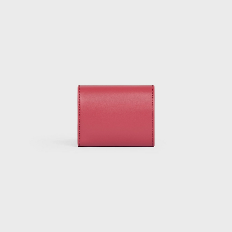 Cuero | SMALL WALLET TRIOMPHE IN SHINY CALFSKIN LIPSTICK