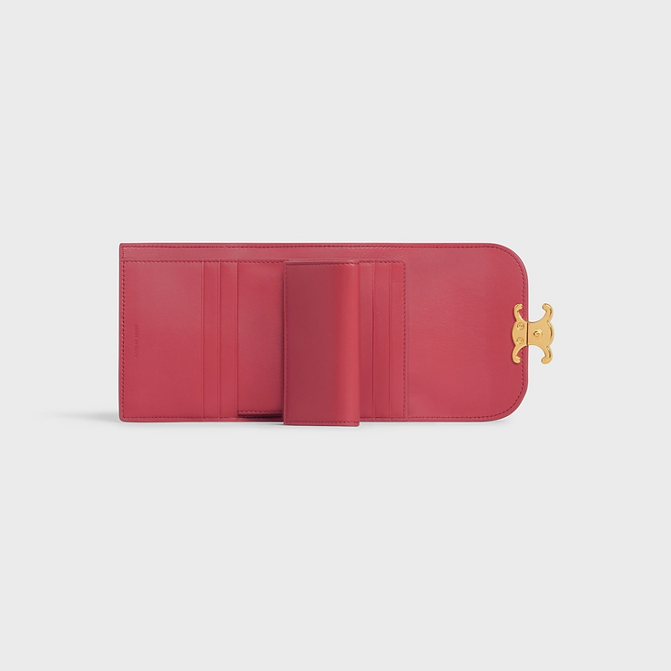 Cuero | SMALL WALLET TRIOMPHE IN SHINY CALFSKIN LIPSTICK
