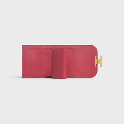Cuero | SMALL WALLET TRIOMPHE IN SHINY CALFSKIN LIPSTICK