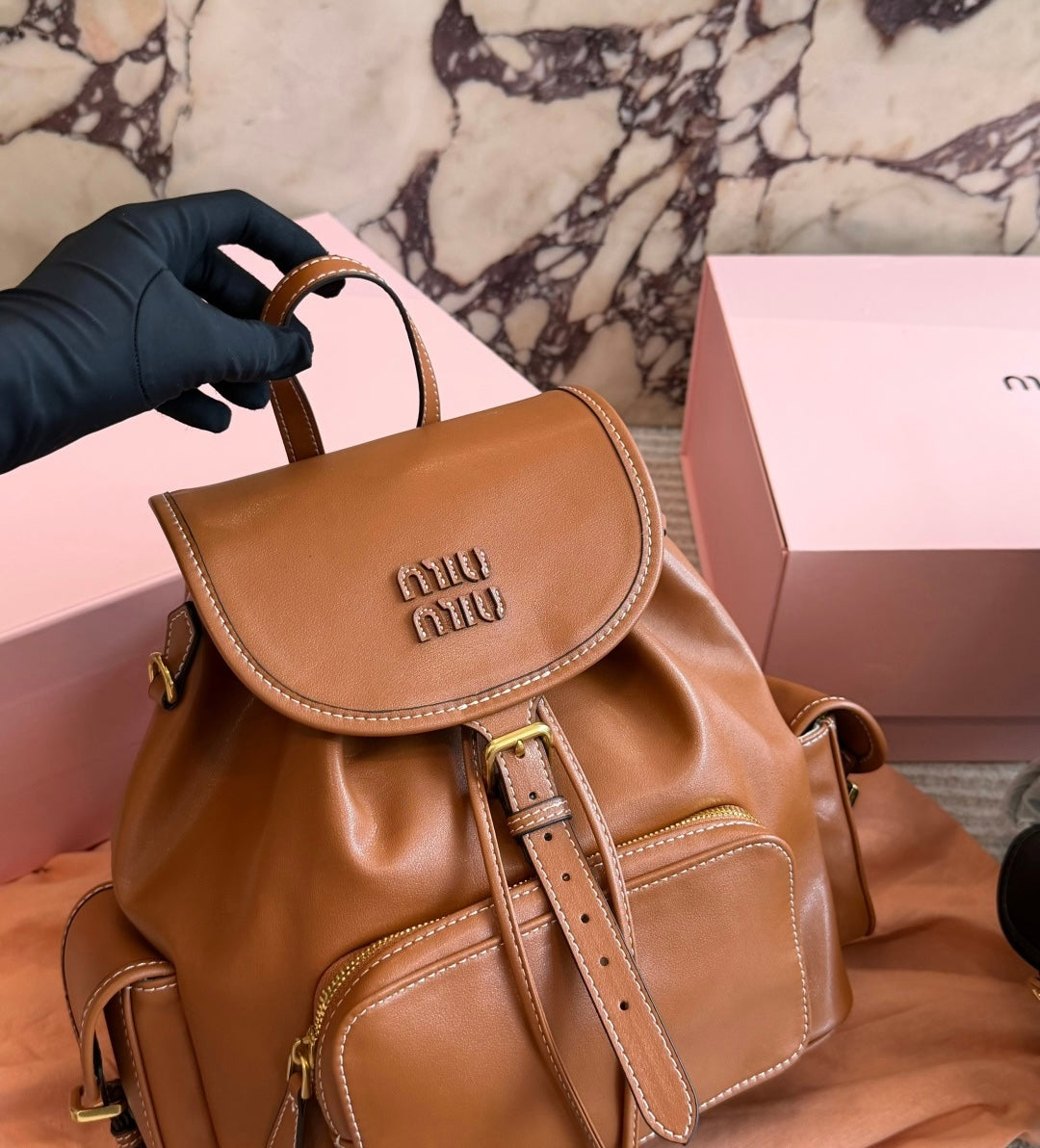 Cuero | Caramel Leather Mini Backpack