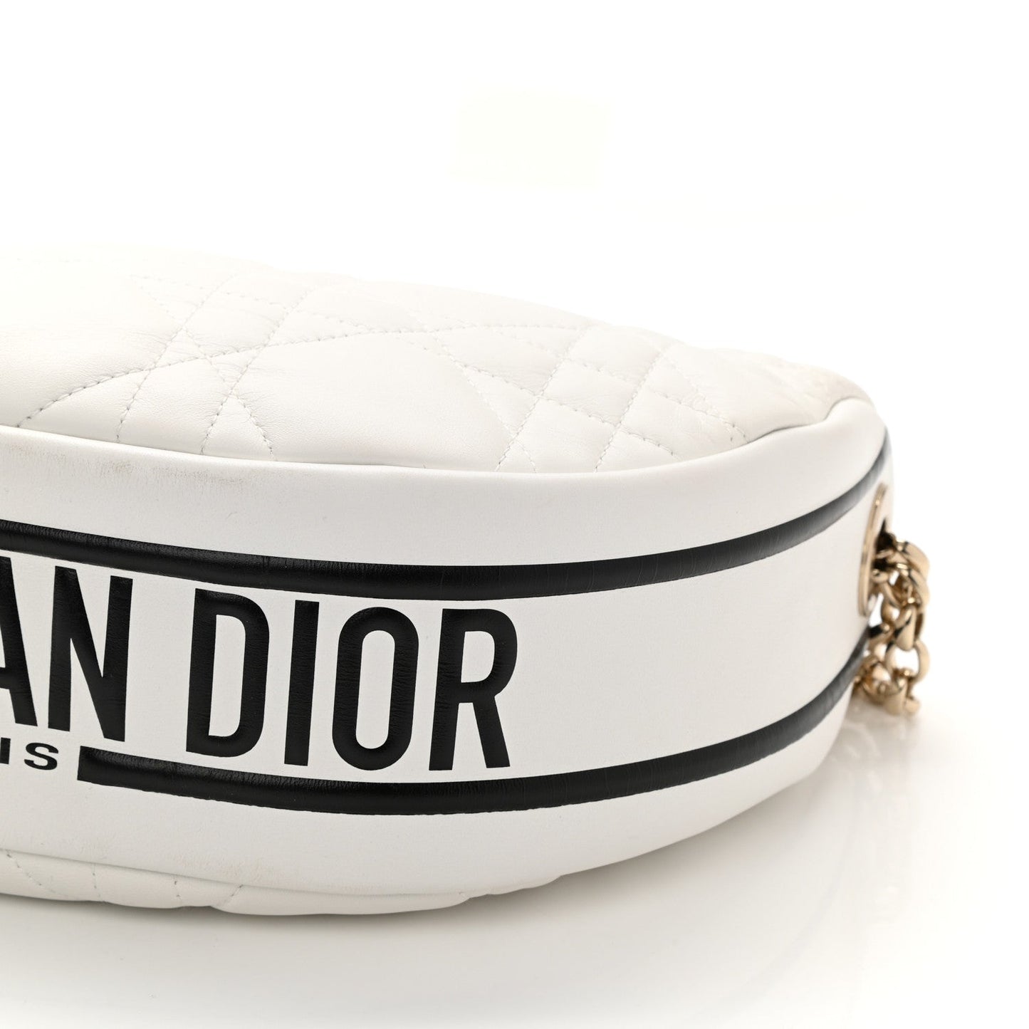 Cuero | Lambskin Cannage Medium Vibe Hobo Bag White