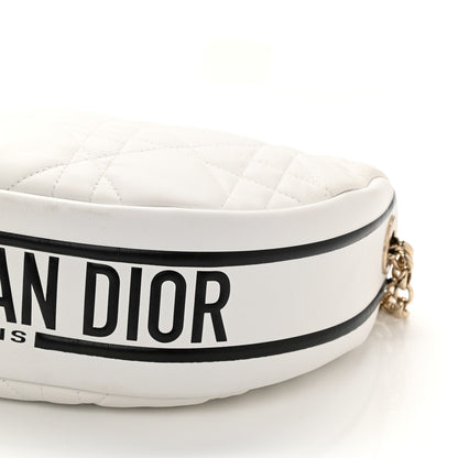 Cuero | Lambskin Cannage Medium Vibe Hobo Bag White