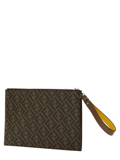 Cuero | Flat Pouch In Roma Logo Calf Leather