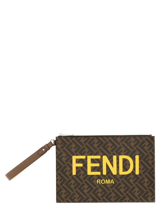 Cuero | Flat Pouch In Roma Logo Calf Leather