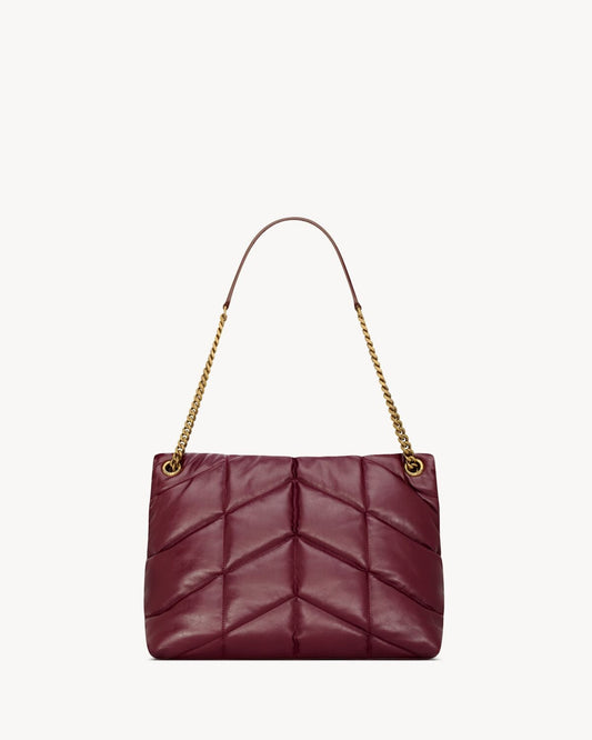 Cuero | PUFFER MEDIUM IN SHINY LEATHER DARK RUBY