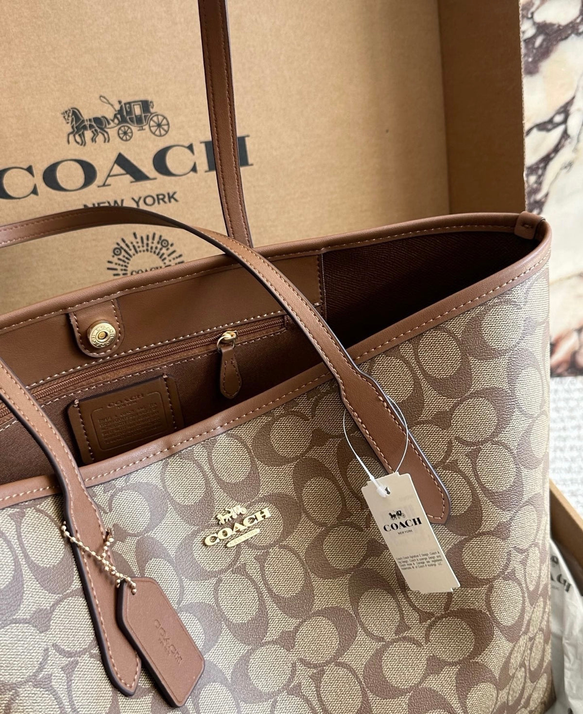 Cuero | Signature Monogram Open Tote - Khaki