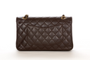 CHANEL Classic Quilted Double Flap Medium Brown Caviar Leather Shoulder Bag