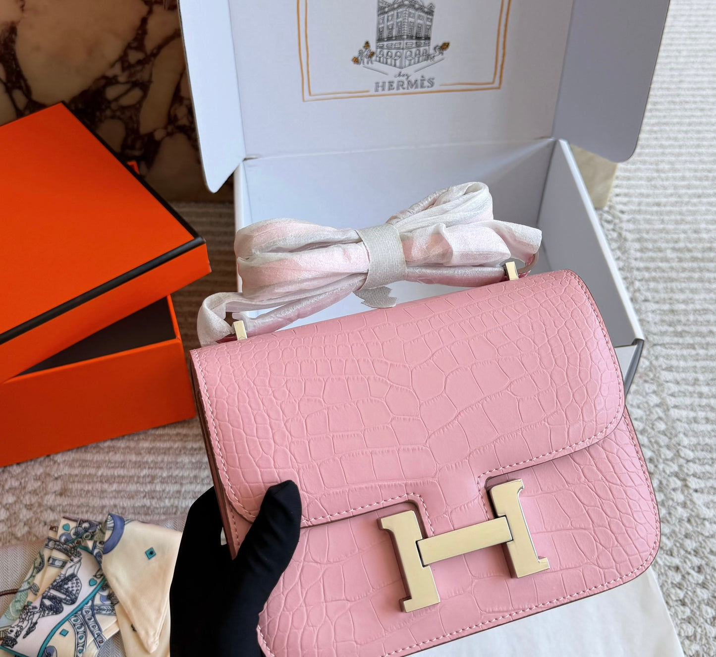 Cuero | Croc-Embossed Leather Flap Bag