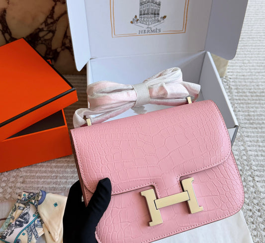 Cuero | Croc-Embossed Leather Flap Bag