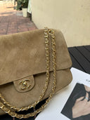 Chanel Classic Flap Shoulder Bag – Beige Suede with Gold Hardware