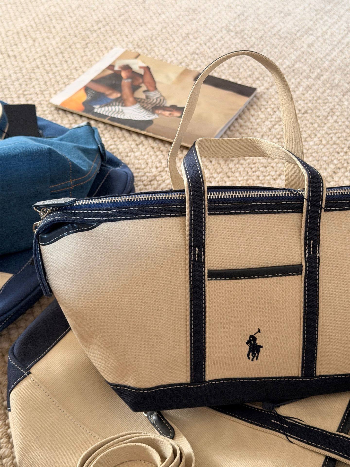 Cuero | Ralph Lauren Cotton Canvas Mini Shopper Tote in Natural