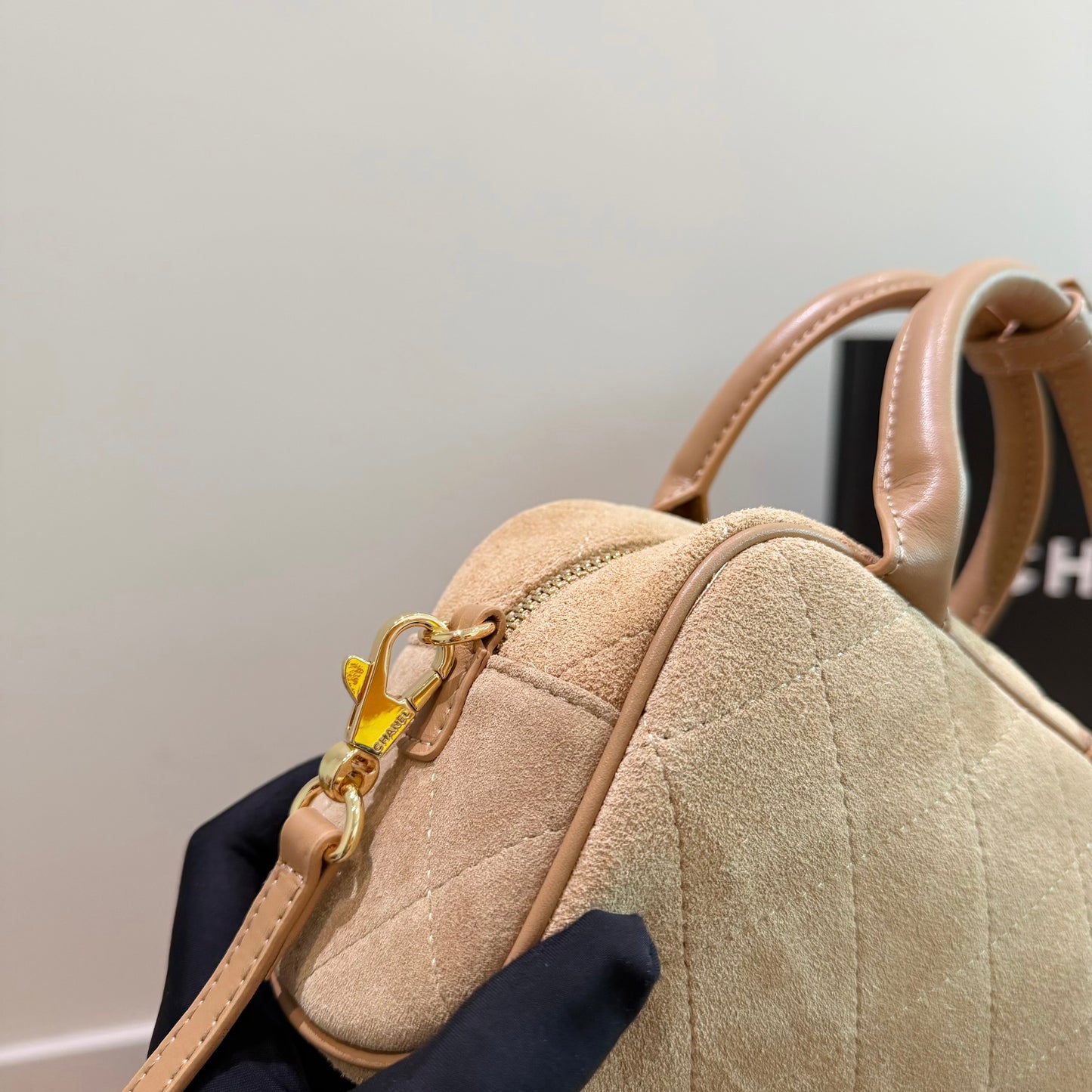 Cuero | Quilted Suede Mini Bowling Bag