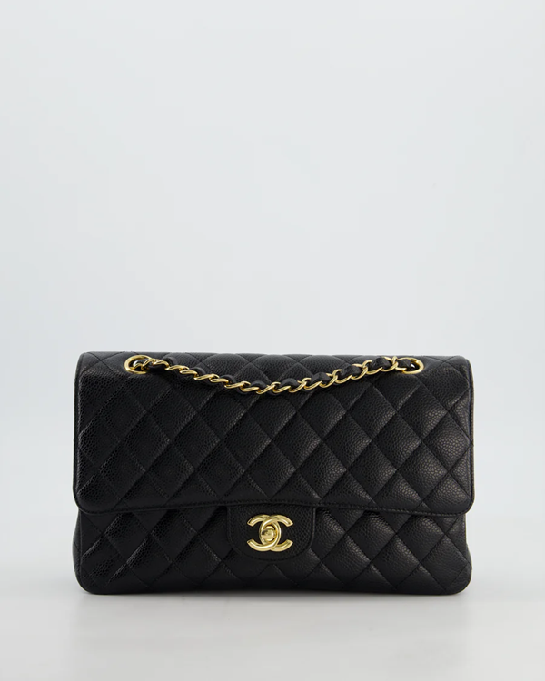 Cuero | Classic Quilted Double Flap Medium Black Leather Shoulder Bag