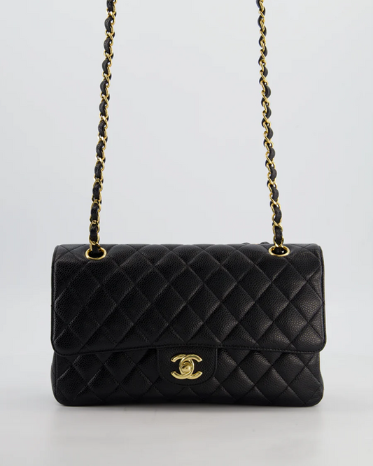 Cuero | Classic Quilted Double Flap Medium Black Leather Shoulder Bag