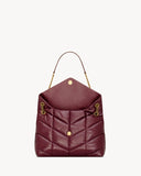 YSL PUFFER MEDIUM IN SHINY LEATHER DARK RUBY