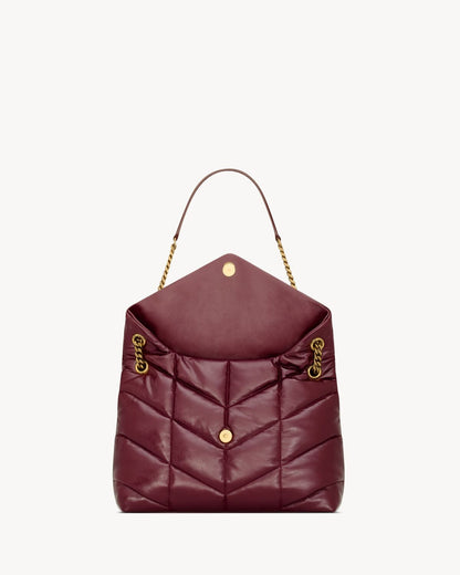 Cuero | PUFFER MEDIUM IN SHINY LEATHER DARK RUBY