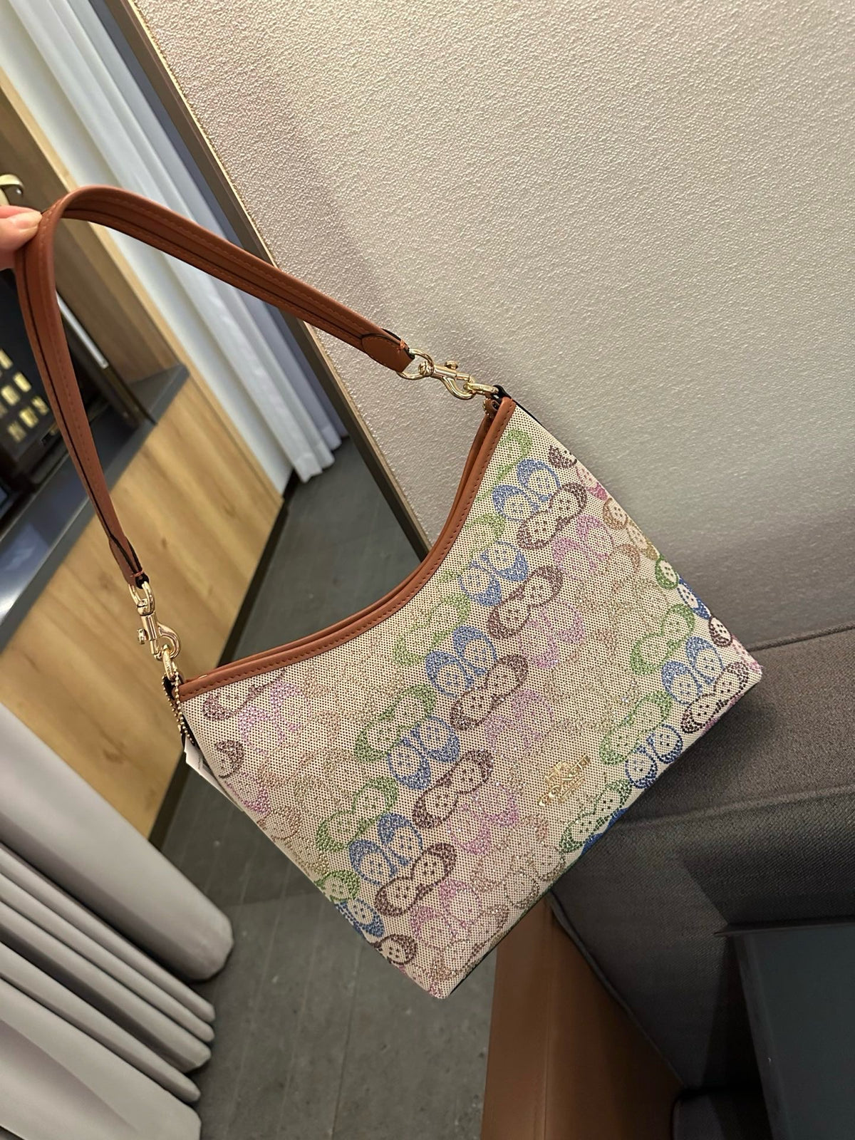 Cuero | Signature Rhinestone Shoulder Bag - Beige Multi