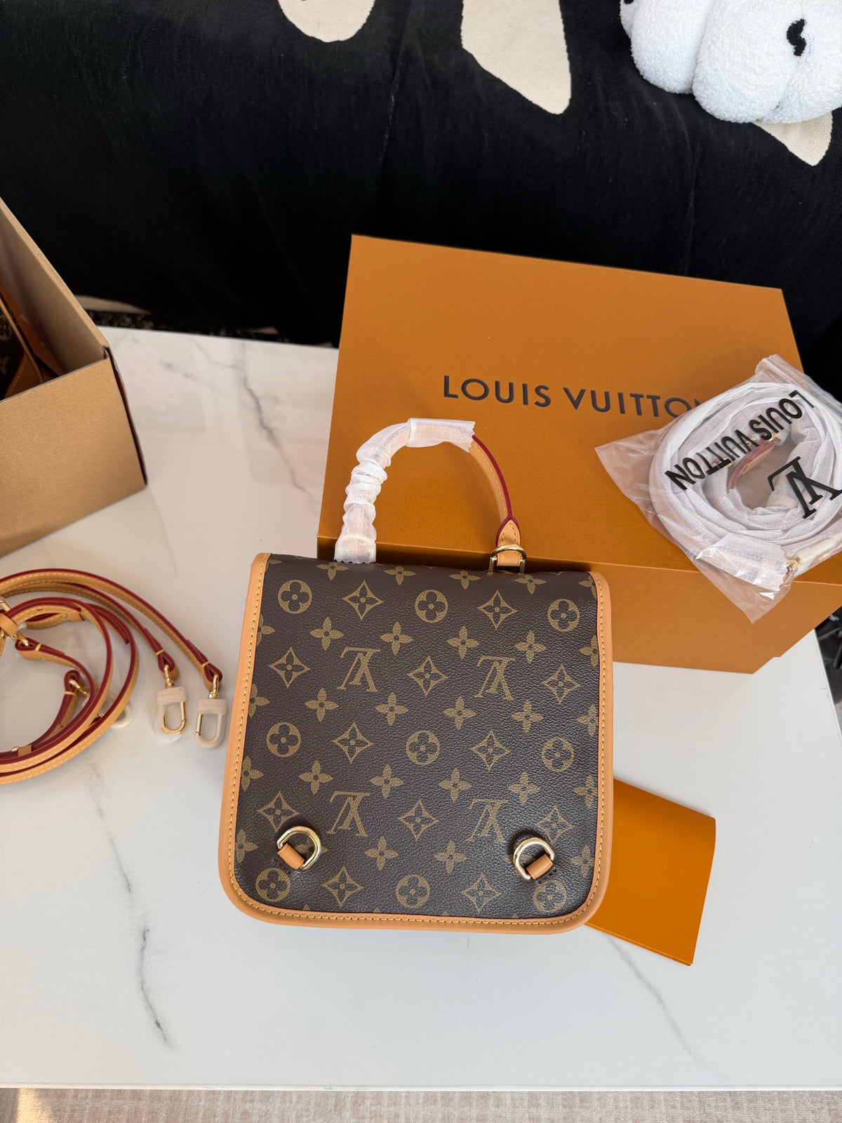 Cuero | Signature Monogram Buckle Top Handle Bag - Brown Monogram