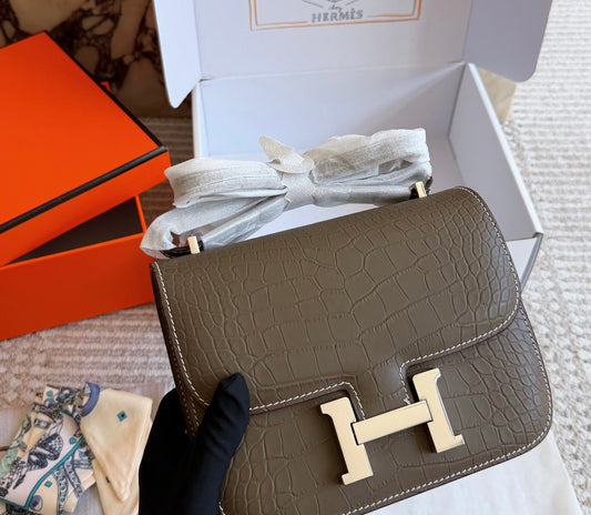 Cuero | Croc-Embossed Leather Flap Bag