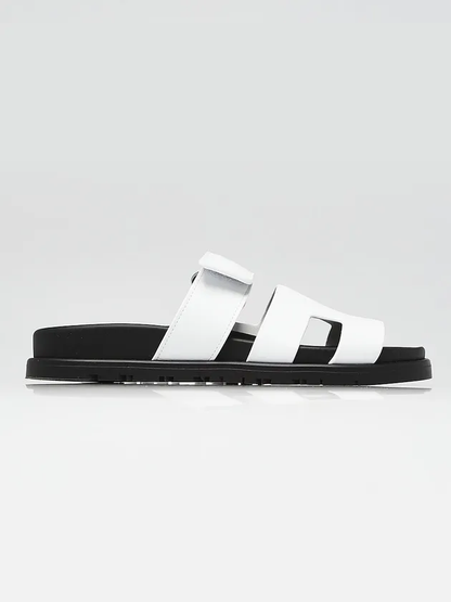 Cuero | Chypre White Sandals Slides