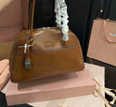 Miu Miu Behn Tote – Cognac Smooth Leather with Silver Hardware