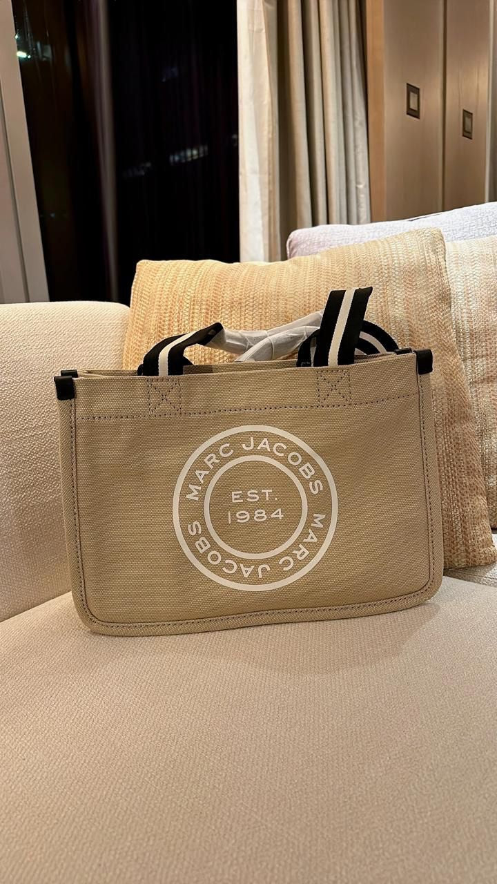 Marc Jacobs The Tote Bag – Khaki Canvas with White Logo