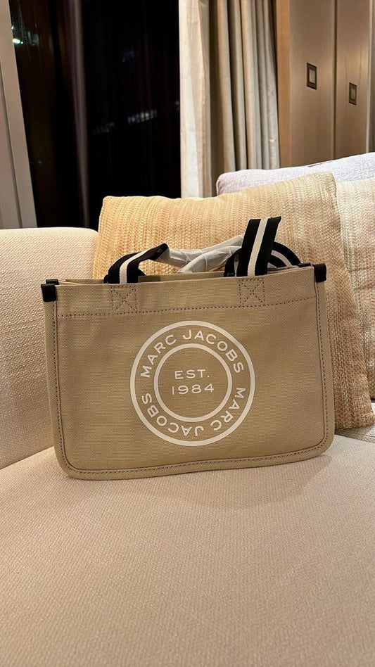Marc Jacobs The Tote Bag – Khaki Canvas with White Logo