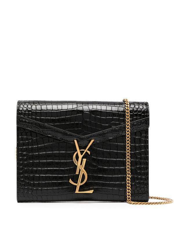 Cuero | Mini Cassandra Top Handle Bag in Croc-embossed Shiny Leather