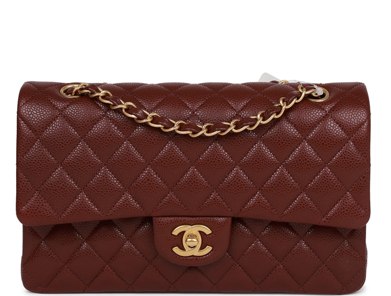 Cuero | Classic Quilted Double Flap Medium Burgundy Leather Shoulder Bag