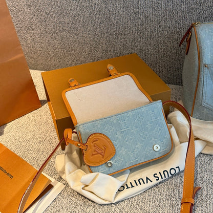 Cuero | Monogram Denim Satchel Bag