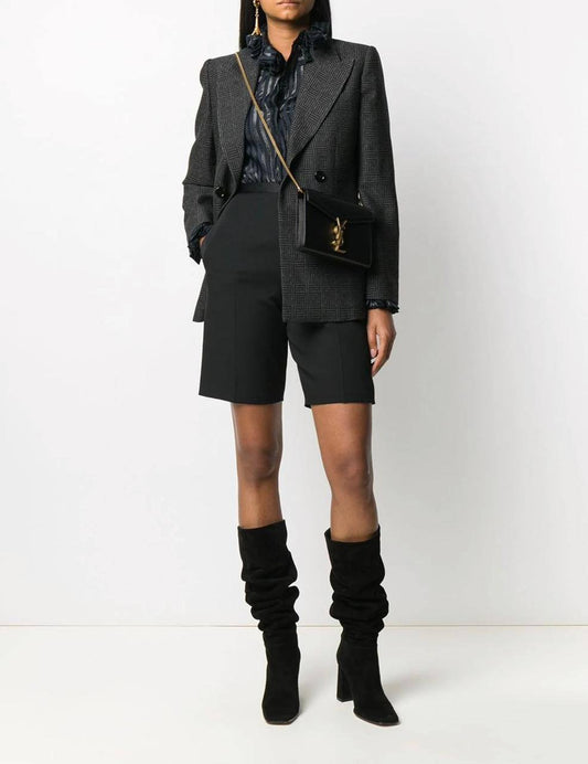 Cuero | MINI CASSANDRA GRAIN DE POUDRE EMBOSSED LEATHER IN BLACK